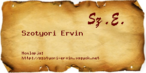 Szotyori Ervin névjegykártya